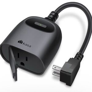 Kasa Outdoor Smart Plug, Black, Smart Home Wi-Fi Outlet Timer